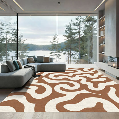 Earthy Swirl Abstract Modern Rug