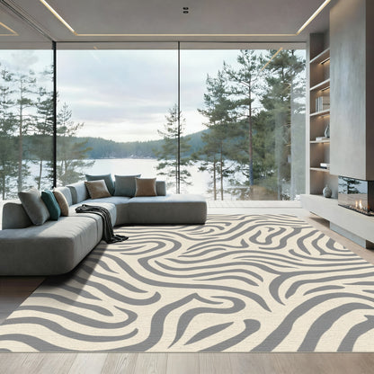 Abstract Gray Zebra Stripe Rug