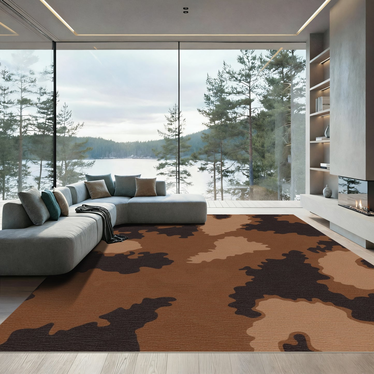 Earthy Blend Camouflage Abstract Rug
