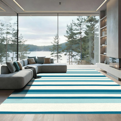 Coastal Blue Wide Striped Harmony Rug