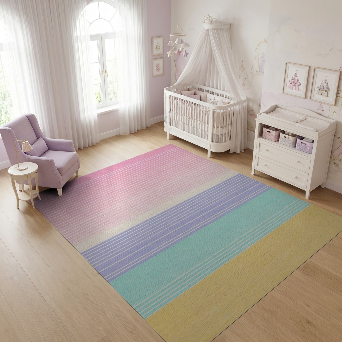 Pastel Ombre Horizontal Striped Rug