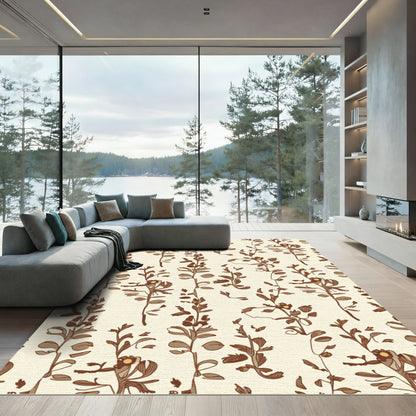 Vintage Brown Botanical Garden Vines Rug