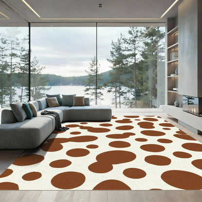 Brown Cream Polka Dot Shapes Rug