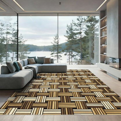 Woven Wood Tone Basket Weave Rug
