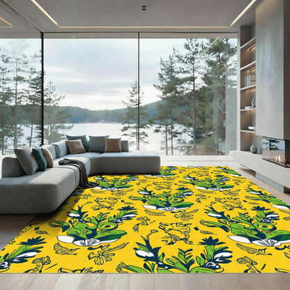Bold Yellow Green Abstract Floral Rug