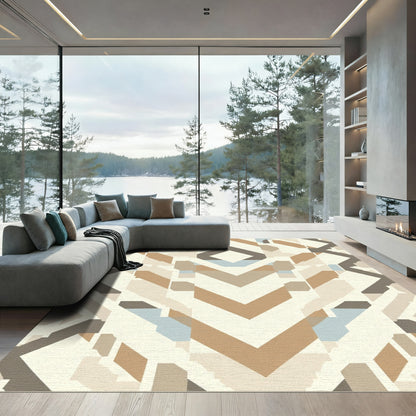 Earthy Geometric Abstract Composition Rug