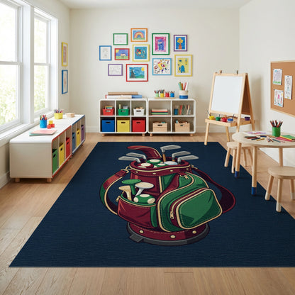 Whimsical Red Green Golf Bag Rug