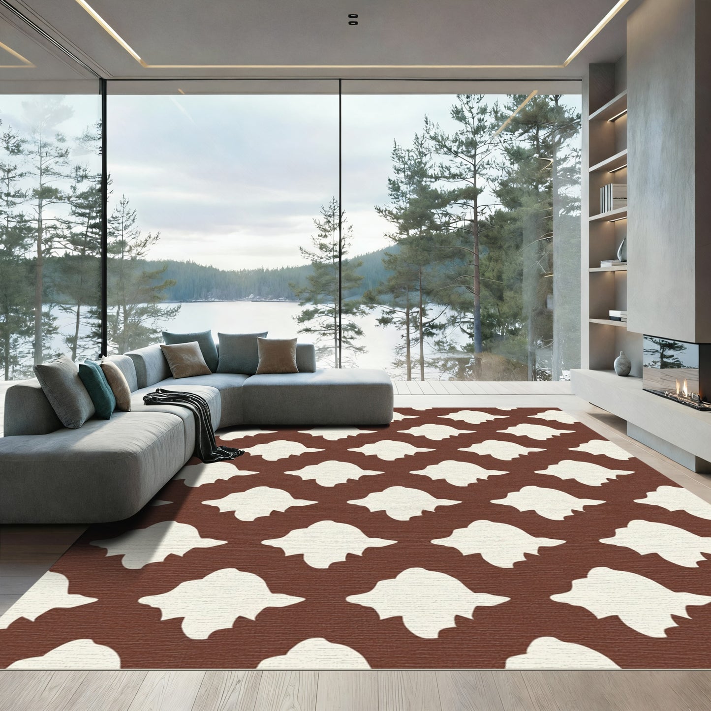 Neutral Organic Quatrefoil Geometric Rug