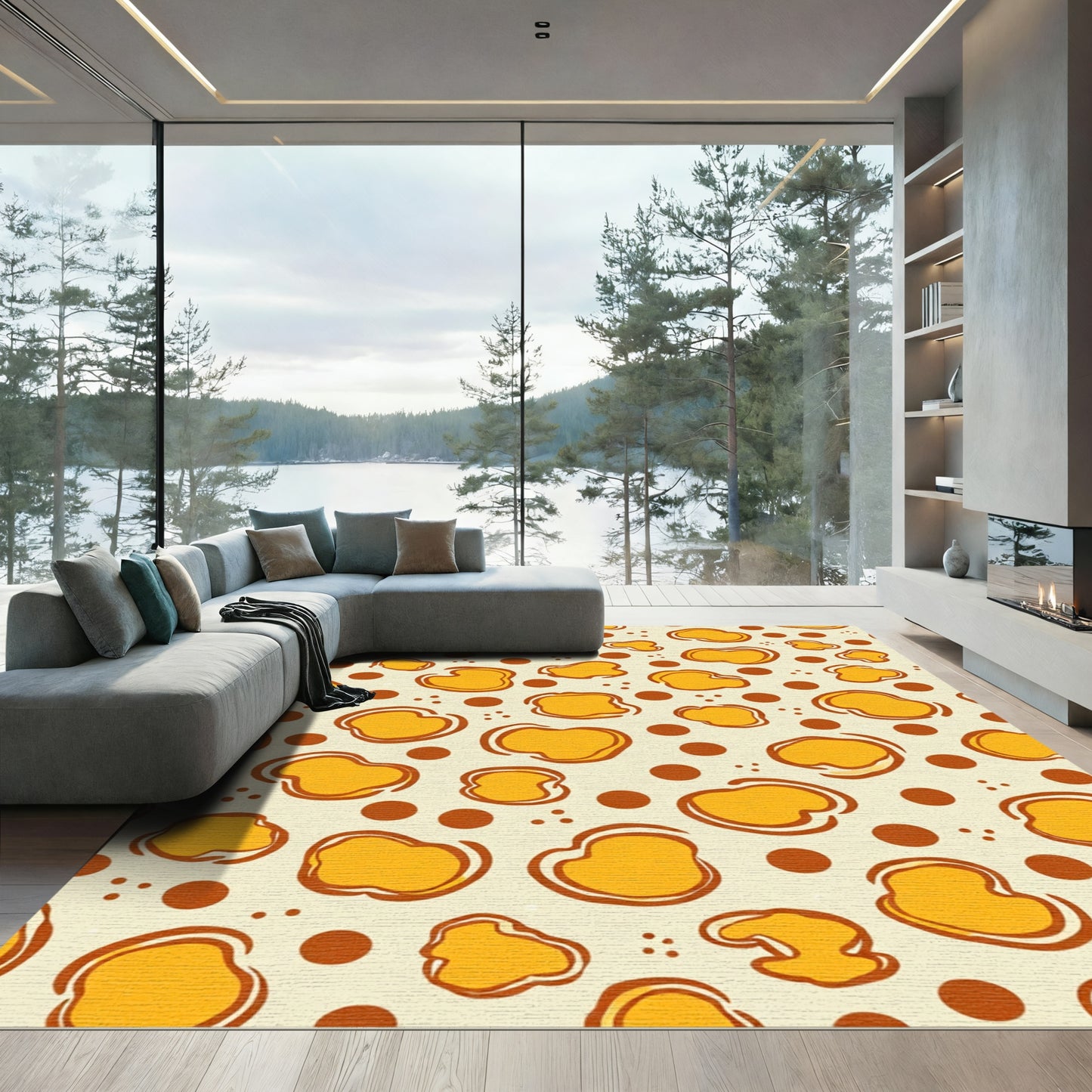 Orange Ochre Blob Spotty Rug