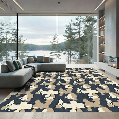 Urban Camouflage Tan Cream Navy Rug