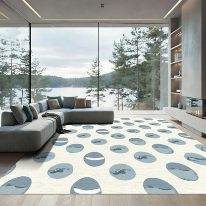 Dusty Blue Oval Burst Rug
