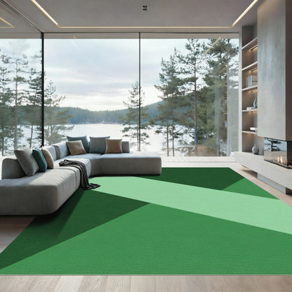 Forest Green Geometric Stripe Rug