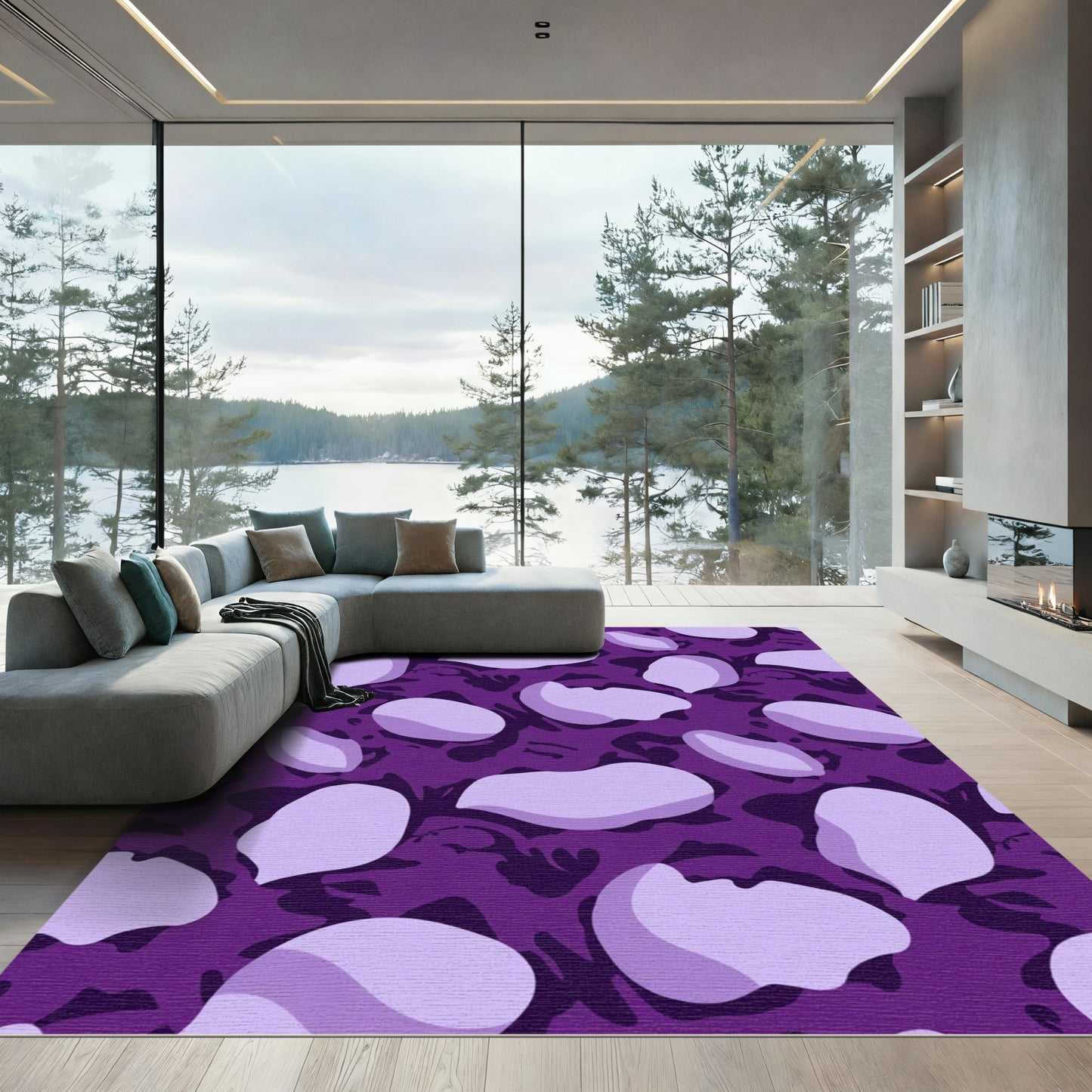 Amethyst Organic Shape Overlay Rug
