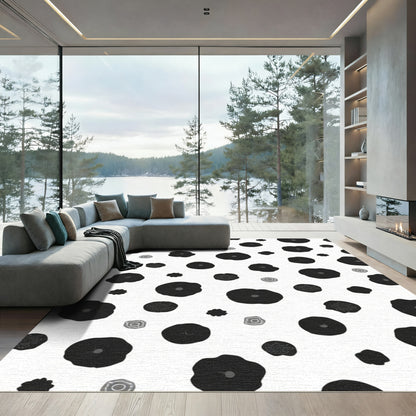 Black and White Floral Scatter Rug