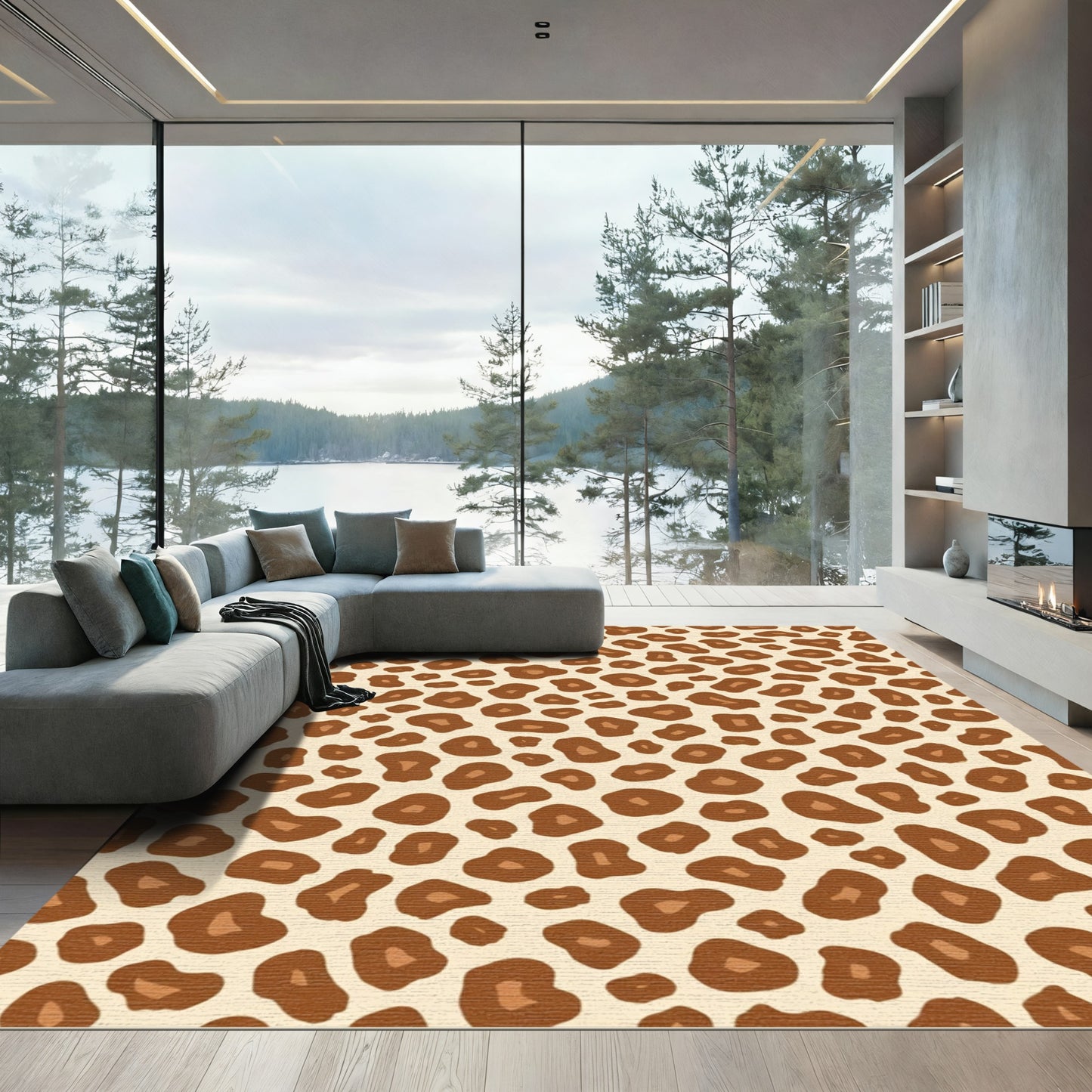 Classic Brown Animal Print Spots Rug