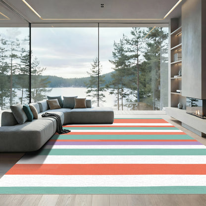 Coral Mint Lavender Striped Harmony Rug