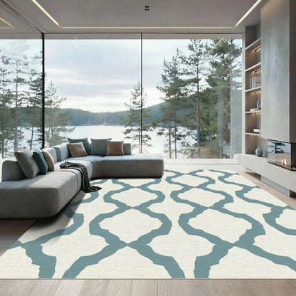 Classic Teal Quatrefoil Lattice Rug