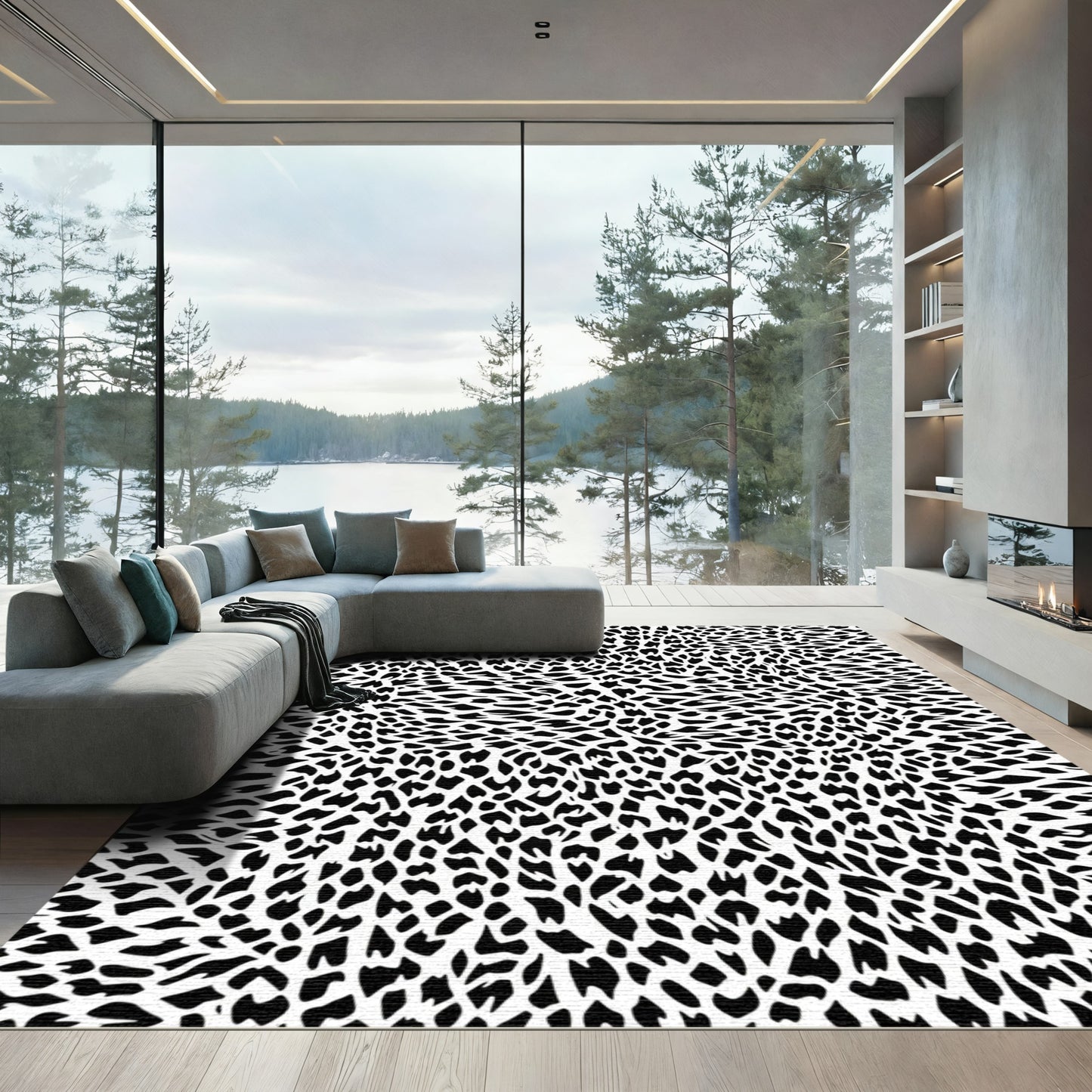 Monochromatic Animalistic Spots Rug