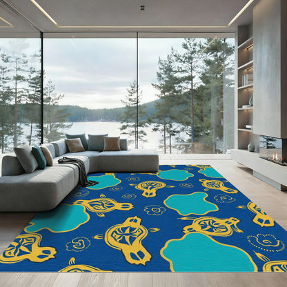 Golden Turtle Ocean Swirl Rug