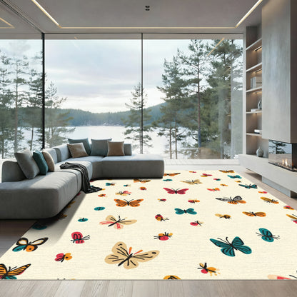 Whimsical Scattered Butterfly Garden Rug