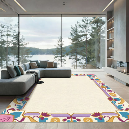 Regal Purple Gold Floral Border Rug