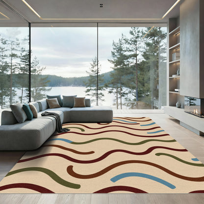 Earthy Tones Wavy Lines Rug