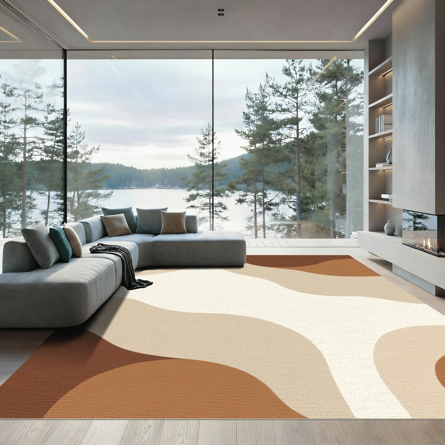 Abstract Flowing Earth Tones Rug