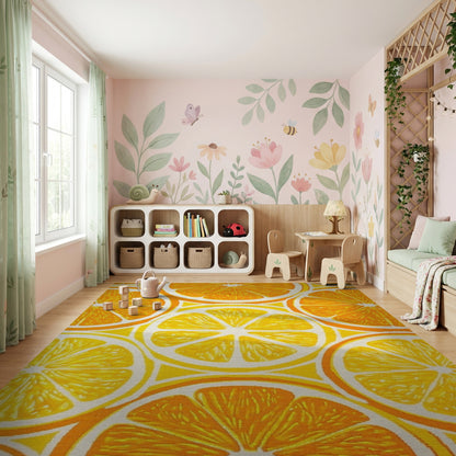 Vibrant Orange Slices Bold Pattern Rug