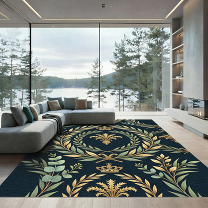 Regal Gold and Emerald Laurel Crown Rug