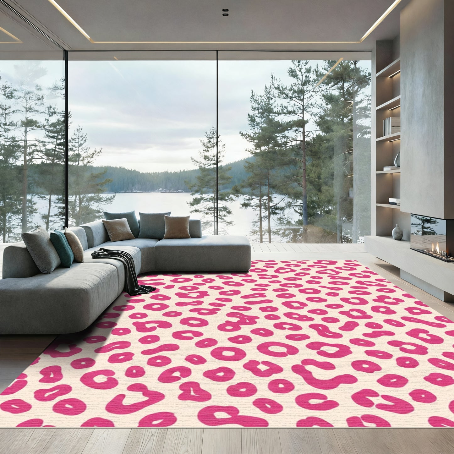 Bright Pink Leopard Spotty Rug