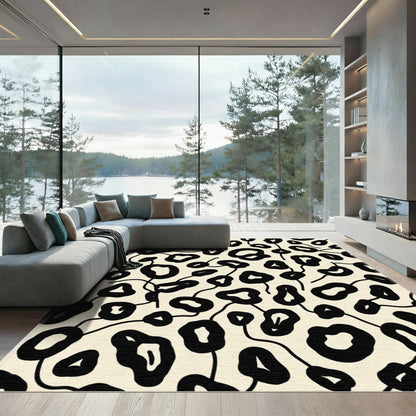 Black And Cream Organic Spot Rug