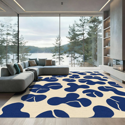 Deep Blue Organic Blob Composition Rug