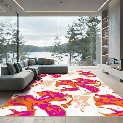 Abstract Orange Pink Orchid Bloom Rug