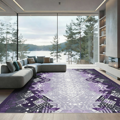 Digital Purple Geometric Crystal Rug