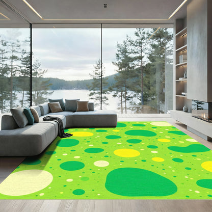 Lush Green Yellow Dot Splatter Rug
