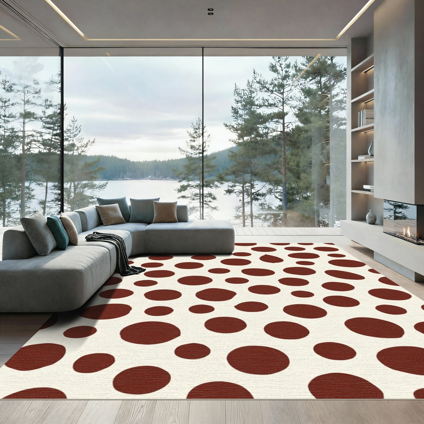 Crimson Dot Scatter Background Rug