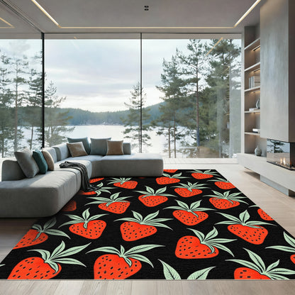 Red Strawberry Garden Repeat Rug