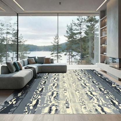Gray Scale Reptile Skin Vertical Stripe Rug