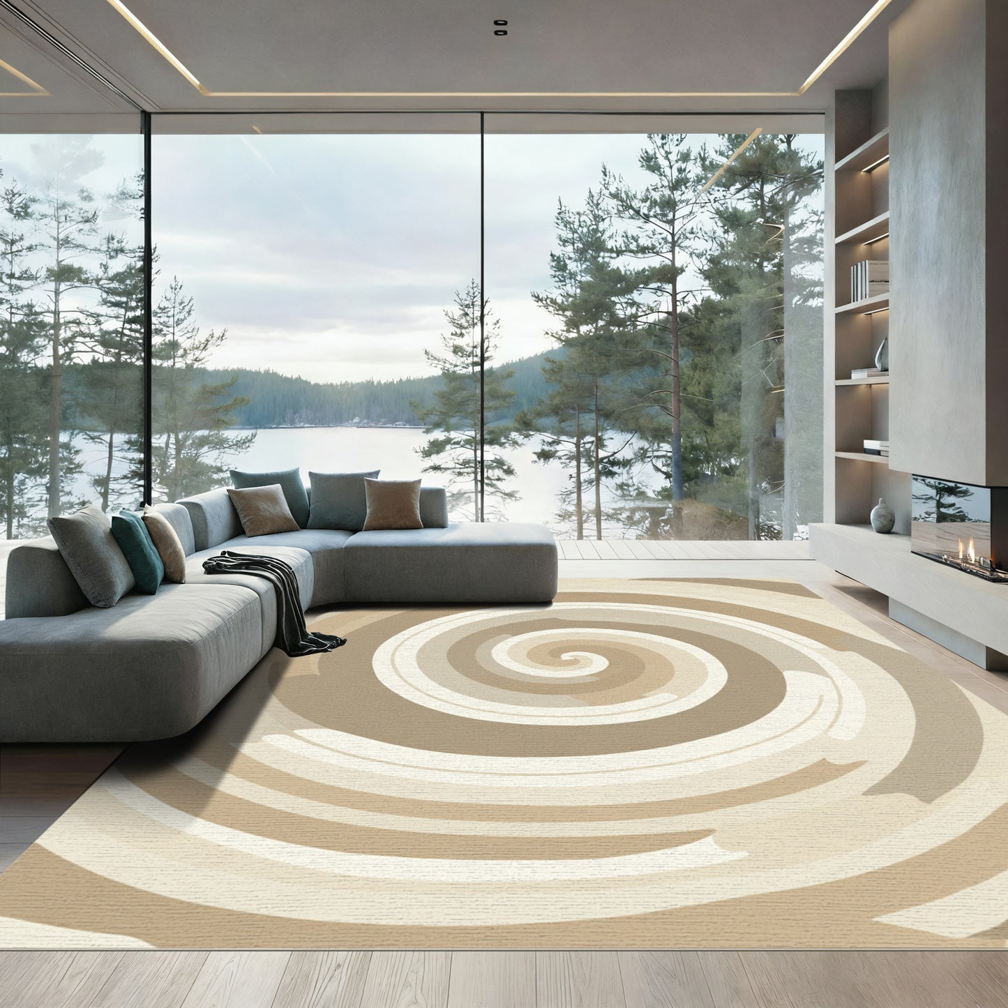 Earthy Spiral Swirl Rug