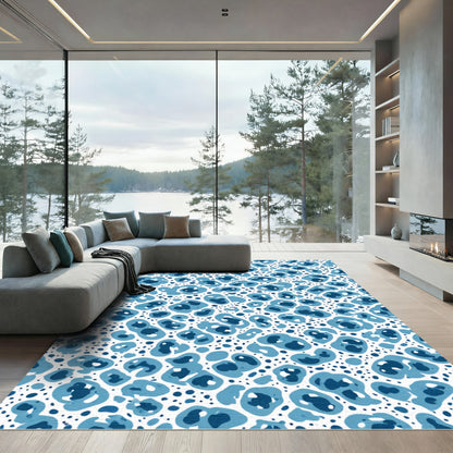 Blue Tonal Spotted Abstract Rug
