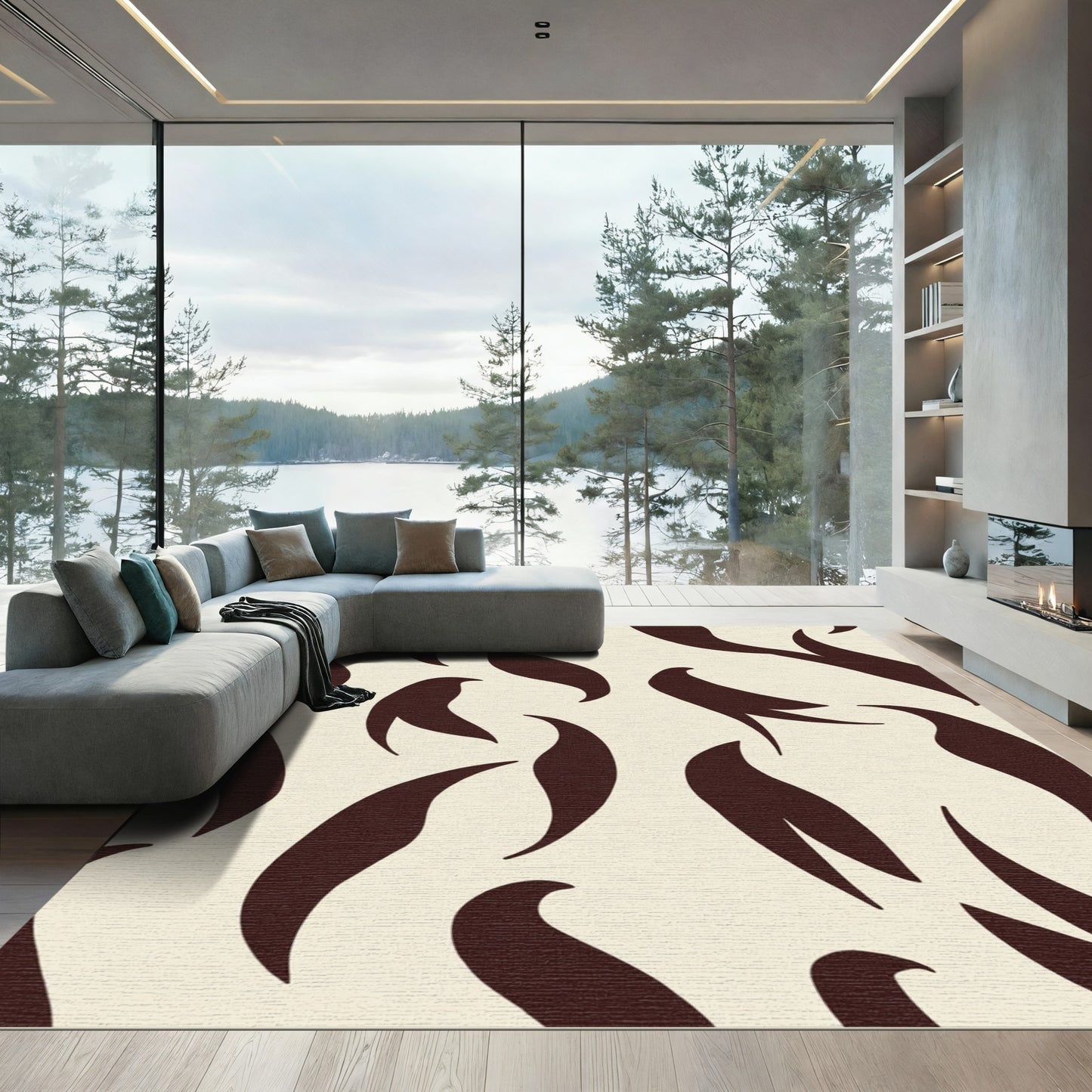 Rich Sienna Organic Swirls Rug