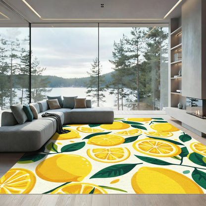 Vibrant Yellow Lemon Citrus Grove Rug
