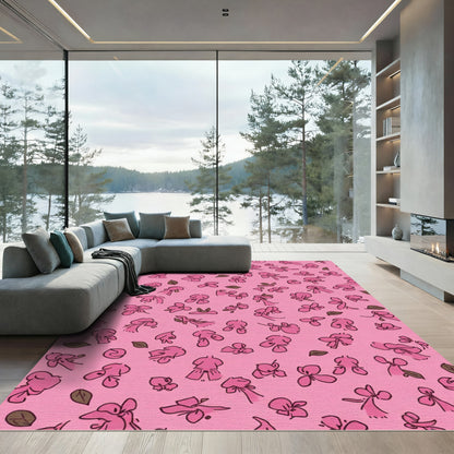 Pink Whimsical Floral Scatter Rug