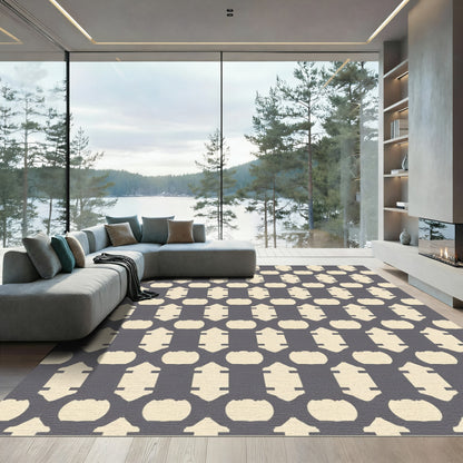 Modern Cream Geometric Chain Rug
