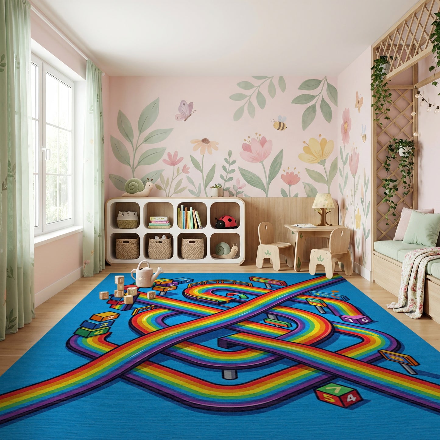 Isometric Rainbow Numbered Track Rug