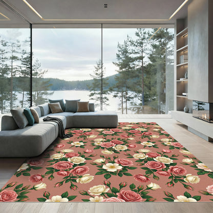 Classic Rose Garden Floral Arrangement Rug
