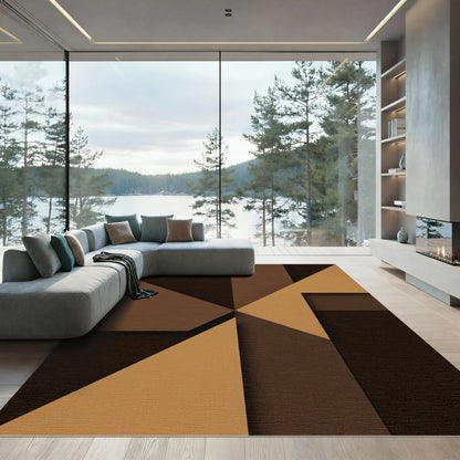 Geometric Earth Tone Abstract Block Rug