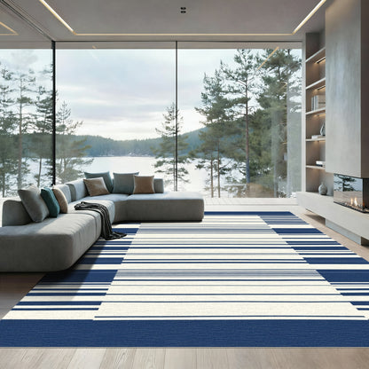 Classic Navy Stripe Composition Rug