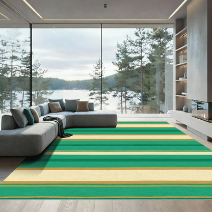 Emerald Cream Gold Stripe Rug
