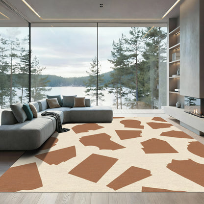 Brown and Cream Abstract Shards Rug